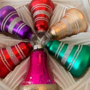 Large size vintage mercury glass Christmas bells ornaments